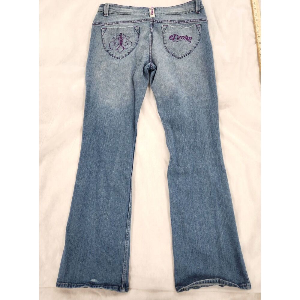 Dereon Beyonce Bootcut Y2K Jeans size 13/14 Light Wash Embroidered Logo Womens - Picture 3 of 11
